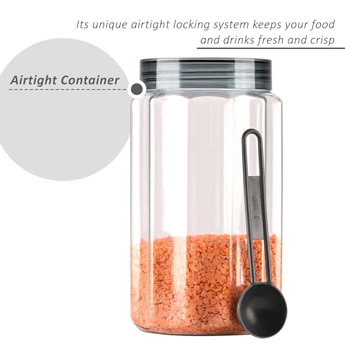 Image of Kuber Industries 12 Pcs Plastic 1100 ML Containers for Kitchen Storage | Multi-Purpose Airtight Kitchen Pet Jars and Containers Set for Spices, Pulses & Grains | Opal - Grey