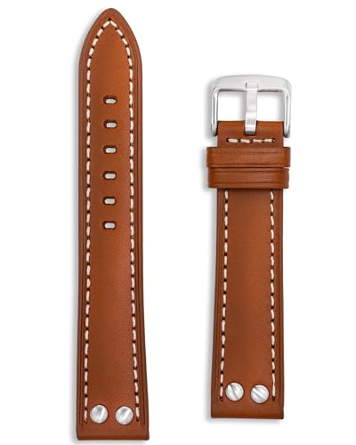 Correa de reloj de aviador de cuero marrón para uso diario y estilo vintage casual