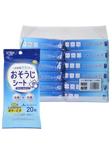 【Amazon.co.jp限定】 ストリックスデザイン ウェットシート 厚手 240枚 (20枚×12パック) 約20×30p お部屋まるごとおそうじシート 使い捨て ぞうきん 掃除 SB-130Z