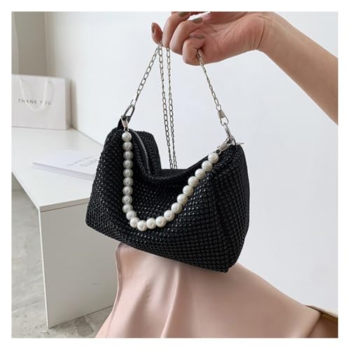 Shoulder Bag Metal Zipper Portable Bright Diamond Pearl Handle Messenger Bags2