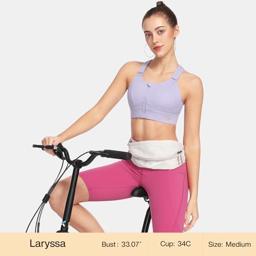 Image of High Impact Sports Bras for Women Adjustable Zip Front Plus Size Workout Bra Full Coverage Removable Padded Running