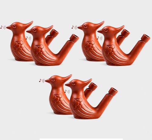 Image of Premium Clay Bird Whistle Toy (Pack of 6) - Handmade Earthen Water Whistle for Kids & Adults - Traditional Terracotta Musical Sound Toy - Natural Eco-Friendly Gift Set
