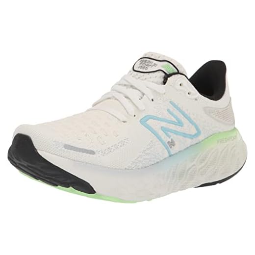 New Balance Fresh Foam X 1080 V12 Tênis de corrida feminino, Branco/Azul/Verde Aura, 5 Wide