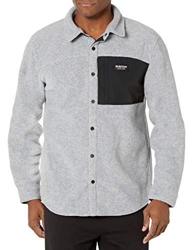 Burton Mens Hearth Fleece Shirt, Gray Heather New, Small