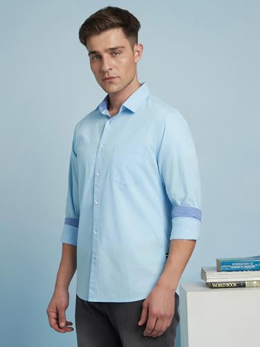 Image of Dennis Lingo Men Cotton Solid Slim Fit Casual Shirts