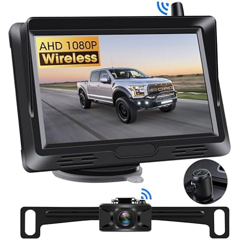 Wireless Backup Camera 5 Inch HD 1080P Back up Camera Systems: Enhanced Signal No-Delay Night Vision Reverse Rear View Camera for Car, Truck, SUV, Plug and Play Cover
