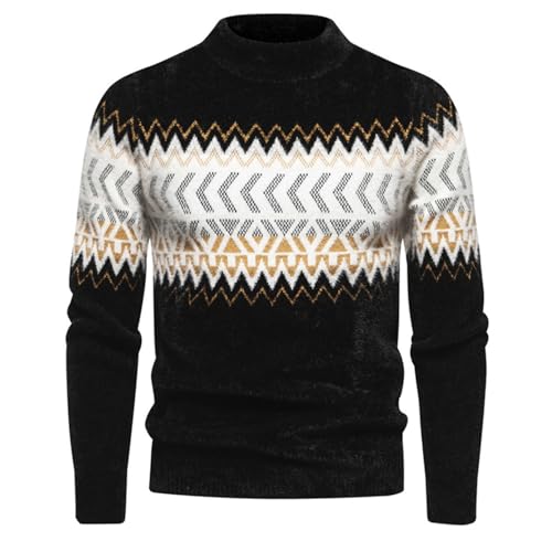 Mens Pullover Sweater Lightweight Casual Patchwork Knit Sweater Slim Fit Crewneck Business Work Casual Jumper Tops2