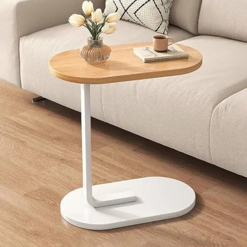Tavolino da TV ovale salvaspazio a forma di C, perfetto per soggiorno o camera da letto, da posizionare sotto il divano, include vassoio per snack e bevande