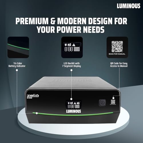 Image of Luminous Zelio M 1300 Sine Wave Inverter Ideal for Home,Office & Shops | 1100VA Inverter | Reliable Power Backup | High Performance| Easy Installation | 36 Months Warranty