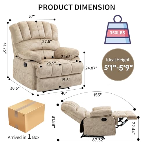 Sillón reclinable manual beige cómodo miniatura 2