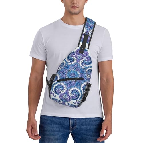 Mochila crossbody bandana floral azul para mujer miniatura 6