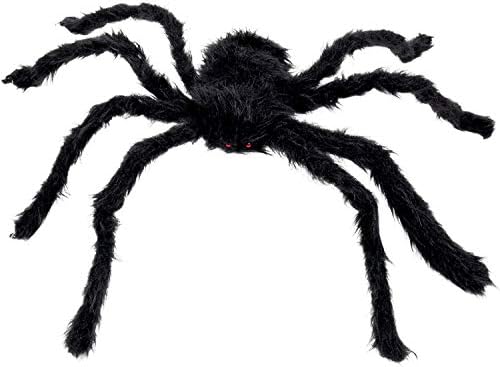 Boland 74394 Furry Spider, Max Size 70 cm, Plush Decoration for Halloween, Carnival or Theme Party, Spooky Party Decoration