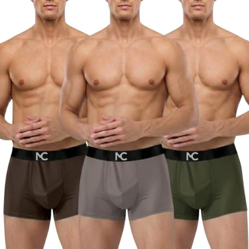 Image of Men's Microfiber Boxer Briefs for Men | Ultra Soft, Breathable, Moisture Wicking Stretch Trunks | Anti-Chafing Comfort | Elastic Waistband Pack of 3