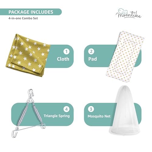 Image of Baby Cradle Swing for Newborns | Cotton Fabric Filled with Recron Fibre | Hanger Spring, Mosquito Net & Mattress with Insert Pocket | Jhoola, Thottil, Joli, Jokali, Onjal-Navy