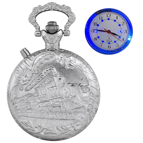 Montre de poche LED avec mouvement quartz et affichage lumineux sur cadran arabe pour homme
