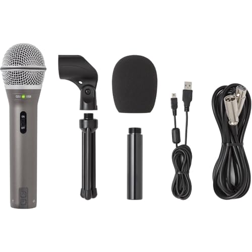 Image of SAMSON Technologies Q2U USB /XLR Dynamic Microphone Recording and Podcasting Pack | Gray Bundled with Pop Filter + Mic Arm + Microfiber Cleaning Cloth (4 Items)