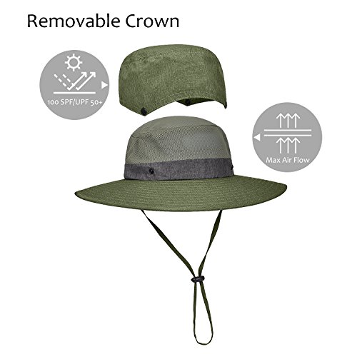Image of Men Safari Sun Hat Wide Brim Boonie Fishing Cap with Adjustable Drawstring