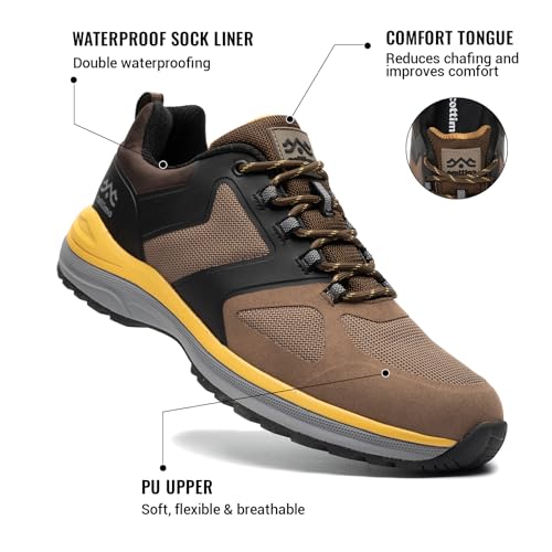 COTTIMO Waterproof Hiking Shoes Men, Lightweight Breathable Trekking Trails Shoes Outdoor Shoes3