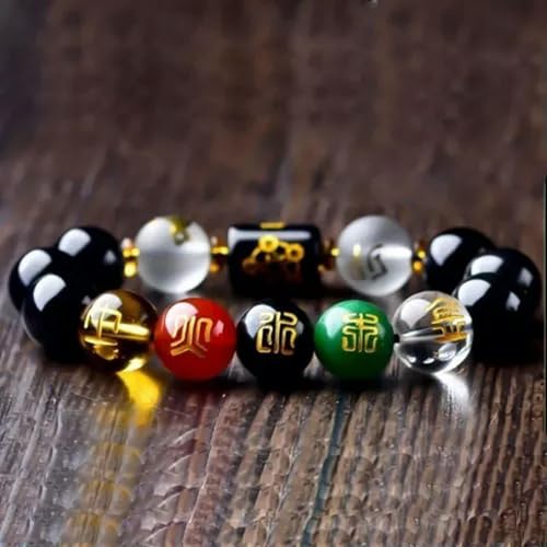 Obsidian Five Element Bead Fengshui Protection Attract Wealth Good Luck Bracelet2