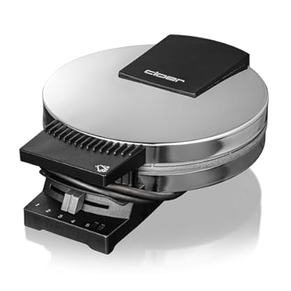 Cloer 185 Waffeleisen für eine Herzwaffel, 930 W, Waffelgröße 16 cm, schwere Backplatten, optische und akustische Fertigmeldung, Edelstahlgehäuse, Edelstahl, Chrom – Bild 6