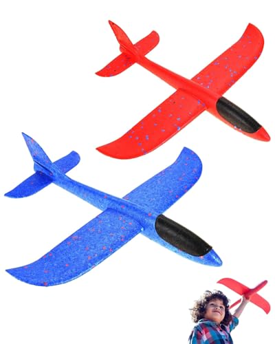 TPZORJX 24 cm Avion brinquedos crianças 2 peças, aviões de poliespan, aviões de brinquedo planador de espuma, presente infantil Natal aniversário brinquedos presente para crianças de 5 6 7 8 9 anos