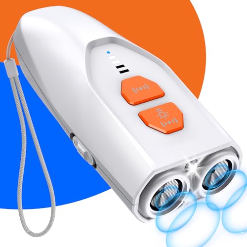 Tumsug Ultrasonic Dog Bark Deterrent, Dual Bark Silencer Dog Bark Deterrent Devices 25ft Range, Professional Dog Training Tool Bark Control Device, Rechargeable, Suitable for Indoor and Outdoor