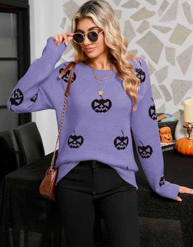 Image of Womens Cute Heart Sweater Crew Neck Long Sleeve Pullover Valentines Sweater