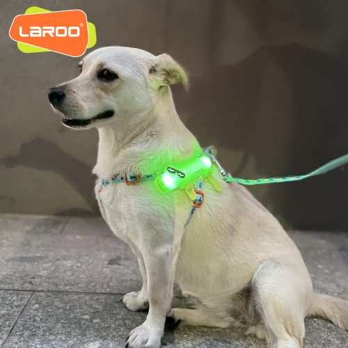 LaRoo LED Leuchtband für Hunde, USB Wiederaufladbar Leuchtanhänger Einfach an Halsband Leine und Geschirr zu Befestigen,3 Leuchtmodi Blinklicht für Hund (Grün)