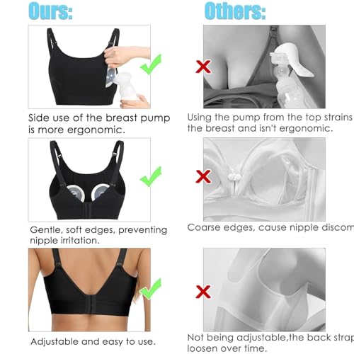 Image of Hands Free Pumping Bra Hands-Free Breast Pump Bra Nursing Bras for Pumping Adjustable Breast-Pumps Holding and Nursing Bra (Black, Small)