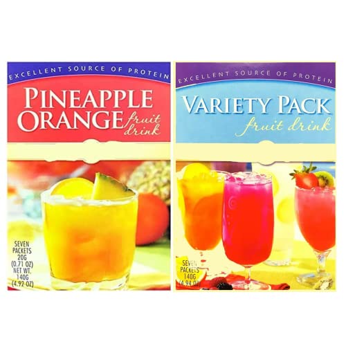 Healthywise - High Protein Diet Fruit Drink Pineapple Orange And Variety - 15G Protein - Low Calorie - Low Carb - Low Sugar - Fat Free, 7 Servings Per Box, (2 Pack) #TOP21