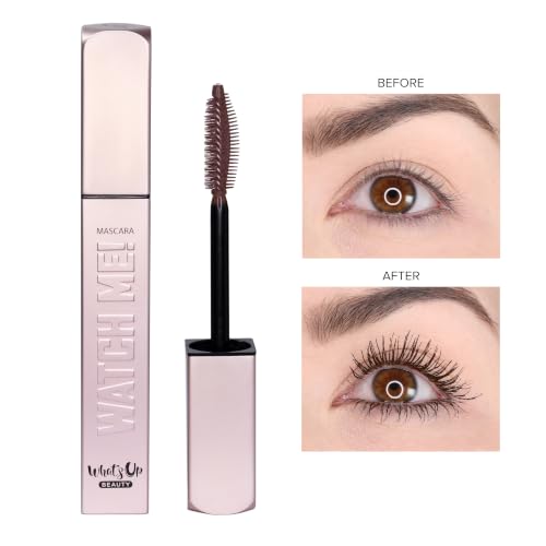Image of Whats Up Beauty - Watch Me! Brown Volumizing and Lengthening Mascara with Peptides + Vitamin B5 | Clean, Cruelty-Free, Sustainable | Made in Italy | Lash Care for Conditioning & Strength