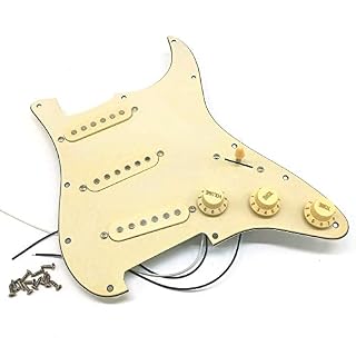 MULOUTSPO Micros de Guitare éLectrique Pickguard Chargé Assemblage de Plaque à Gratter PréCâblé SSS Jaune - Les Beatles, Paul McCartney, John Lennon, RIngo Starr, George Harrison
