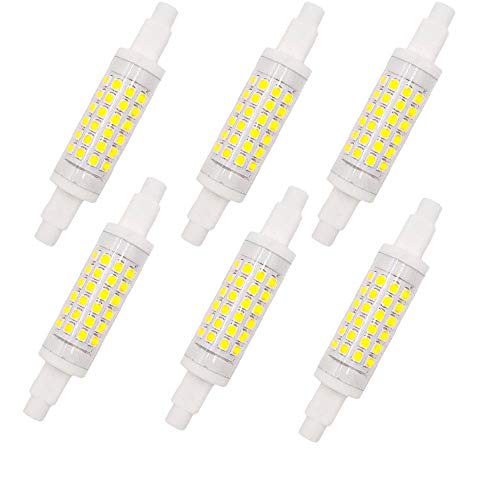 BANGSHUO 6 X bombillas LED R7S 5 W 78 mm R7S Blanco Frío 6000K J78 Doble Extremo Equivalente a Bombilla Halógena de 50W R7S Sin Parpadeo AC220-240V 500lm No Regulable Cover