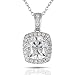 DOVEGGS Platinum Plated Silver Center 2ct 7X8mm H Color Cushion Cut Moissanite Halo Pendant Necklace
