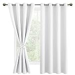 DWCN Greyish White Blackout Curtains with Tiebacks for Bedroom Thermal Insulated Solid Eyelet Curtains for Living Room,2 Panels,52" Wide x 63" Drop
