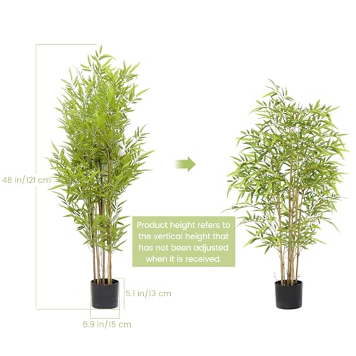 Artificial Bamboo Tree, 4FT, Real Trunk, Lifelike Leaves, Indoor/Outdoor, 1 Pack