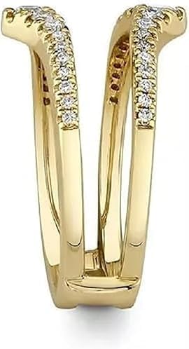 Round Cut Lab Created Moissanite 925 Sterling Silver 14K Yellow Gold Over Curved Wedding Band Enhancer Wrap Ring Guard for Women's