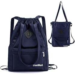 CestMall Mochila con cordón para Hombres y Mujeres, Bolsa de natación Impermeable con Cuerdas con 2 Bolsillos Correa Ajustable para el Hombro Mochila Deportiva para el Gimnasio Mochila Grande Mochila