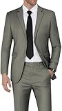 WEEN CHARM Mens Suits Slim Fit 2 Piece Wedding Tuxedo Notch Lapel Groom Prom Party Formal Blazer Pants Suit Set Olive Green