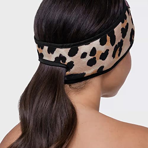Kitsch Spa Headband - Microfiber Makeup Headband For Washing Face | Multi Functional Skincare Headbands | Facial Headband & Hair Band For Washing Face | Face Wash Headbands For Women Makeup (Leopard) #TOP3