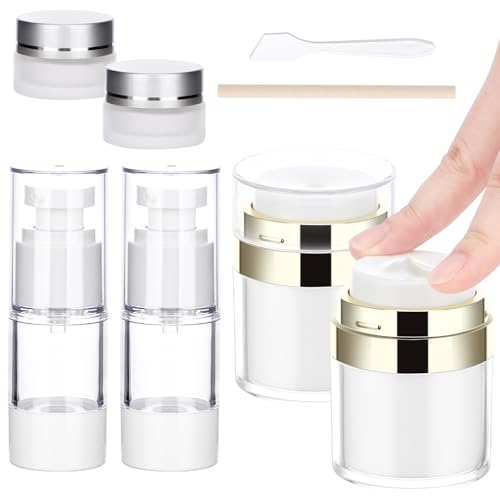 Image of Segbeauty 2pcs 1oz Refillable Travel Jars for Creams, 2 Pack 15ml Empty Airless Pump Bottles, Pack of 2 Clear Plastic Container Jars, Airless Jar Travel Container for Toiletries