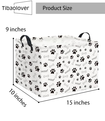 Image of Rectangular Baby Storage Basket Boys for Home Kitchen Girls Cute Storage Bin Organizer Shelf Book Room Decor(Woof Paw)