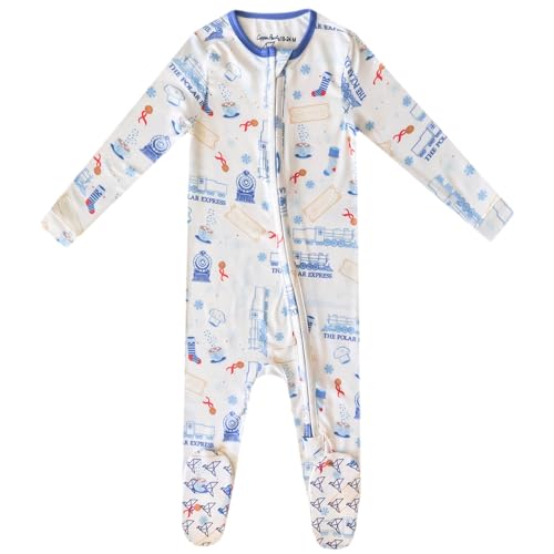 Image of Copper Pearl Zip-Up Footie Baby Pajamas - Soft Newborn Onesies for Boys & Girls, Tag-Free with Two-Way Zipper Baby Sleepers for Newborn - 24 Months, The Polar Express