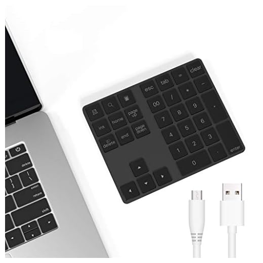 Teclado numérico Bluetooth, Bawanfa Teclado Numérico Inalámbrico Recargable 34 Teclas Entrada Datos Teclado Numérico Compatible con Windows/Android/iOS/OS(Black)