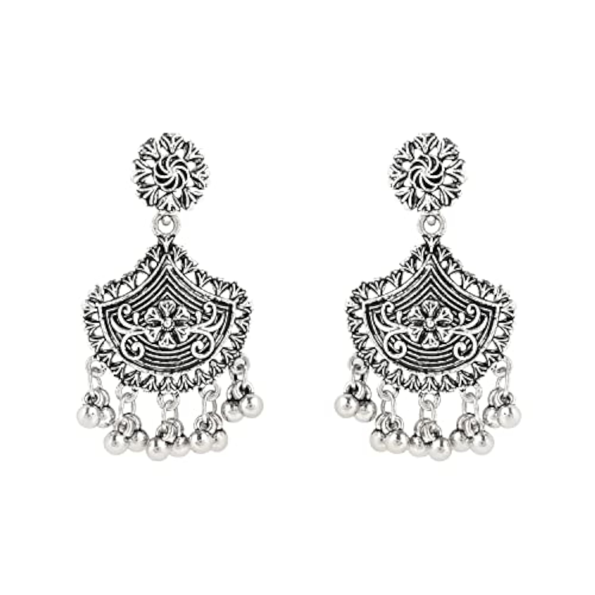 Ethnic Oxidized Afghani Choker Necklace Jewellery Set (MC145OX)