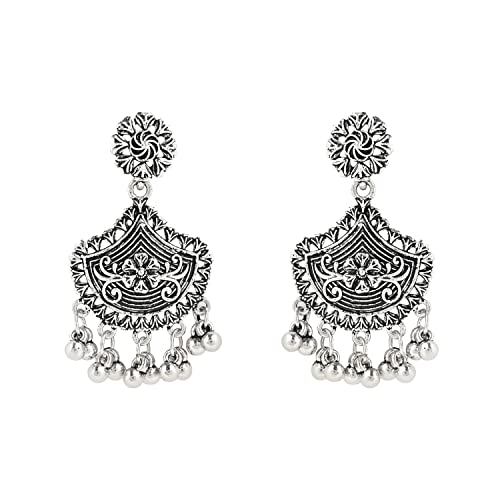 Ethnic Oxidized Afghani Choker Necklace Jewellery Set (MC145OX)