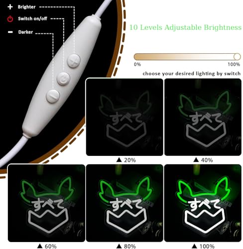 Image of Anime Bunny Neon Sign LED Rabbit Neon Signs for Wall Decor, Dimmable Gaming Neon Light for Bedroom Bar Man Cave Kid Room Japanese Decoration Gifts for Kids