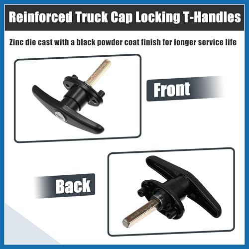 Image of 1Set Truck Cap Locking T-Handles for Pickup Truck Cap Camper Shell T-Handles Lock W / 2 Keys for Most Truck Caps Camper Tops Blind Mount Locking T-Handle Item Replacement