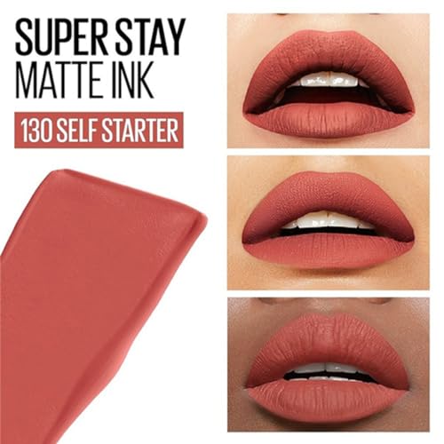 Image of Maybelline New York Liquid Matte Lipstick, Long Lasting, 16hr Wear, Superstay Matte Ink, 130 Self Starter, 5ml
