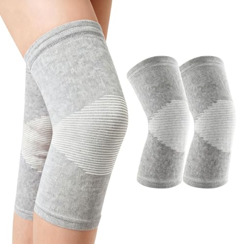 LuoJinZisy 1 Paar Kniebandage Damen Bambus Kniebandagen Knie Bandagen Damen Kompression Kniebandage Männer Damen Knieorthese Knee Brace Kniegelenkbandage Sport-Knieschoner (Grau M)